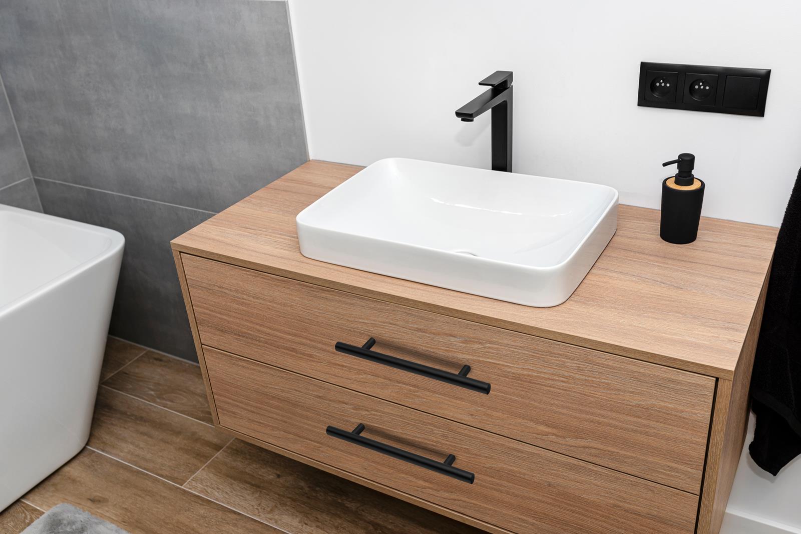 Uchwyt meblowy reling 128mm czarny mat - szafka