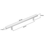 Uchwyt meblowy reling 160mm alu mat - wymiary