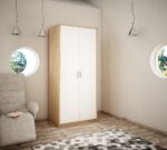 Szafa ubraniowa 2D, drążek, półka, Dąb Sonoma/Biały - obrazek 4