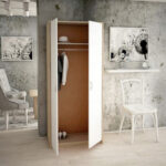 Szafa ubraniowa 2D, drążek, półka, Dąb Sonoma/Biały - obrazek 5