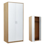 Szafa ubraniowa 2D, drążek, półka, Dąb Sonoma/Biały