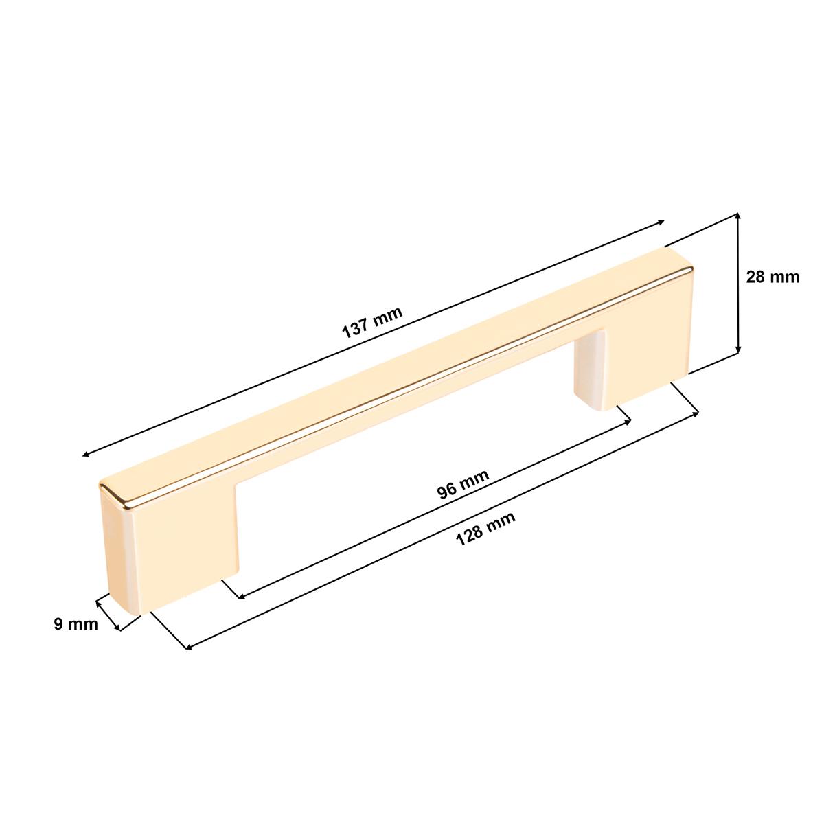 Uchwyt meblowy UL 96/128mm złoty - wymiary